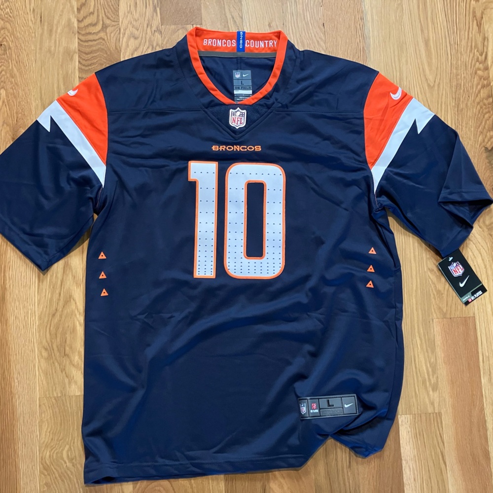 Nike Dark Blue and Orange Denver Broncos Bo Nix Jersey